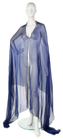 A Blue Silk Chiffon Duster Jacket.: A Blue Silk Chiffon Duster Jacket. Property of a Lady New York City, New York