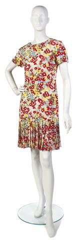 A Bill Blass Floral Silk Cocktail Dress.: A Bill Blass Floral Silk Cocktail Dress. Labeled: Bill Blass. Property of a Lady New York City, New York