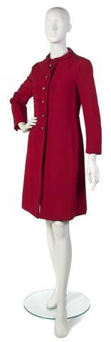 A Bill Blass Red Satin Evening Jacket,: A Bill Blass Red Satin Evening Jacket, with rhinestone buttons. Labeled: Bill Blass. Property of a Lady New York City, New York