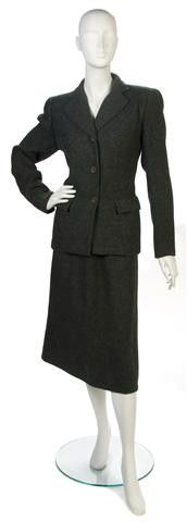 A Molyneux Green Wool Skirt Suit.: A Molyneux Green Wool Skirt Suit. Labeled: Molyneux/48 Grosvenor Street London.
