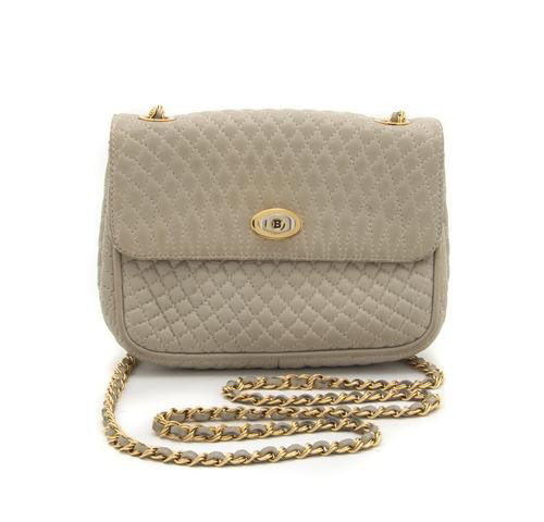 A Bally Cream Quilted Clutch, 7 x 5 inches.: A Bally Cream Quilted Clutch, with chainlink shoulder strap. Stamped: Bally. 7 x 5 inches. Property from the Collection of Beverly B. Bernstein, Washington, D.C.