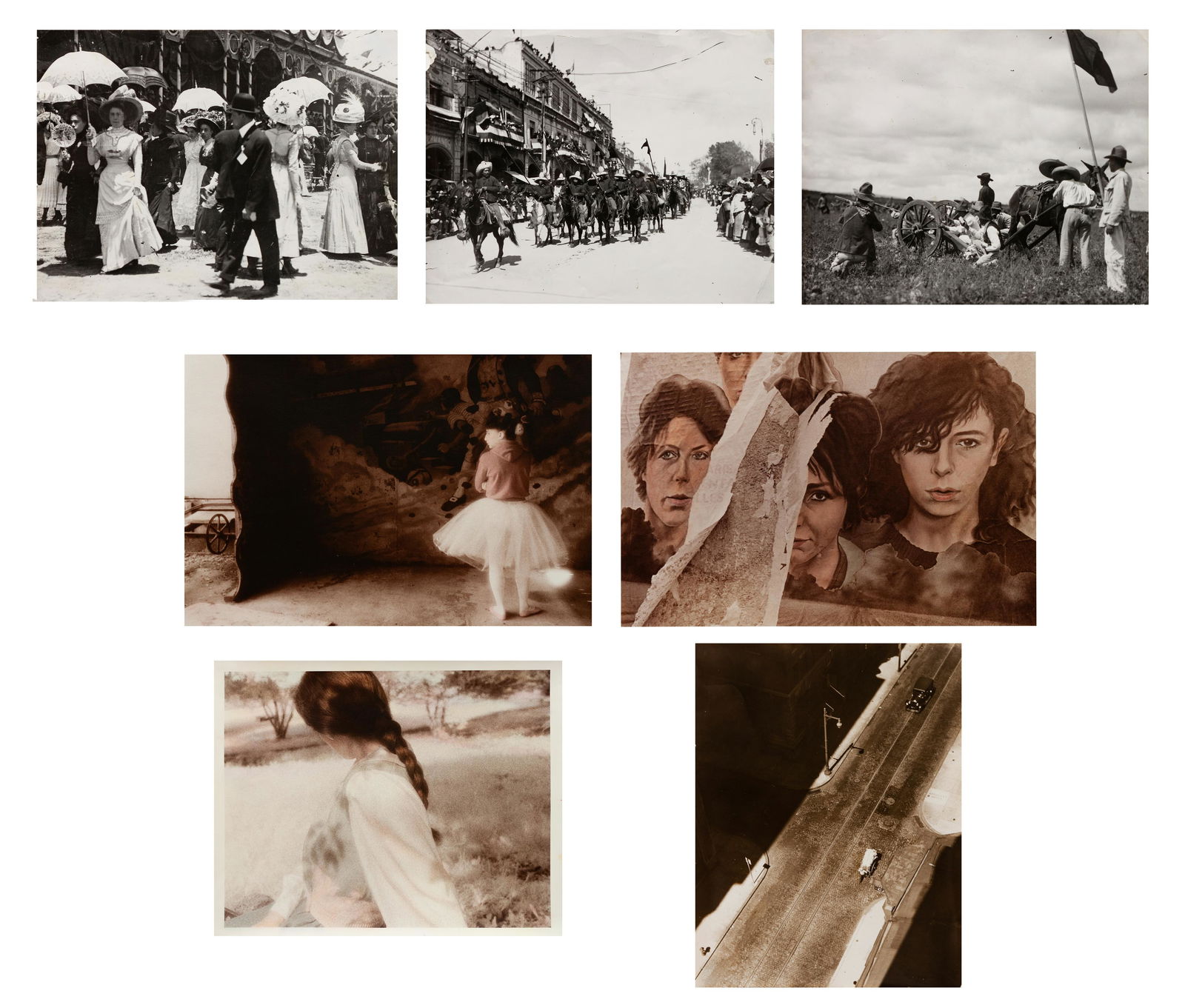 Agustin Victor Casasola, Marcia Lippman, and Lloyd: Agustin Victor Casasola, Marcia Lippman, and Lloyd Ullberg A group of seven photographs by various artists (Francisco Villa, Artillery, c. 1911; Hippodrome Racetrack, Mexico City, 1911; Promenade, Mex