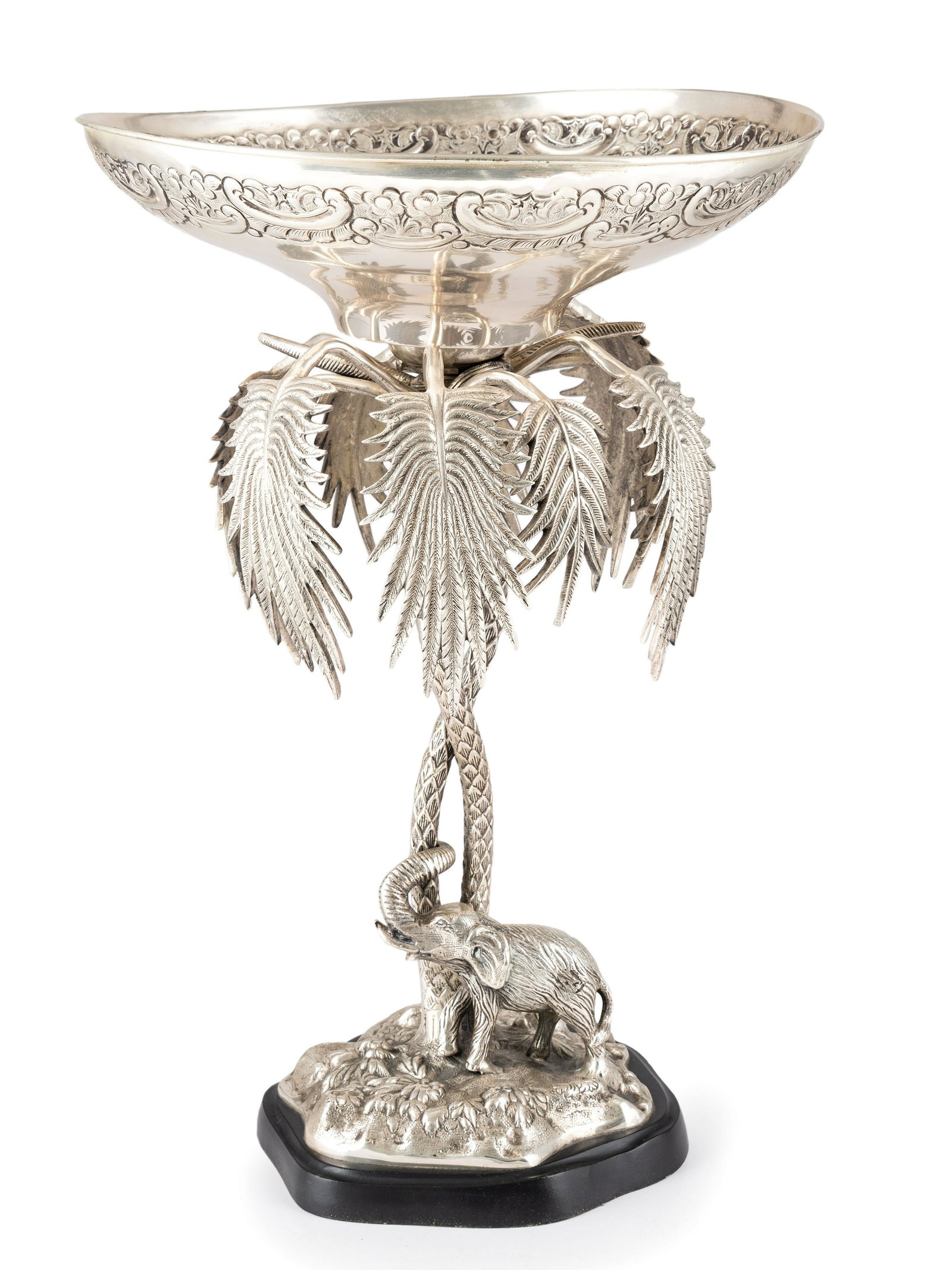 A Silverplated Compote with Elephant and Palms (1 of 6)