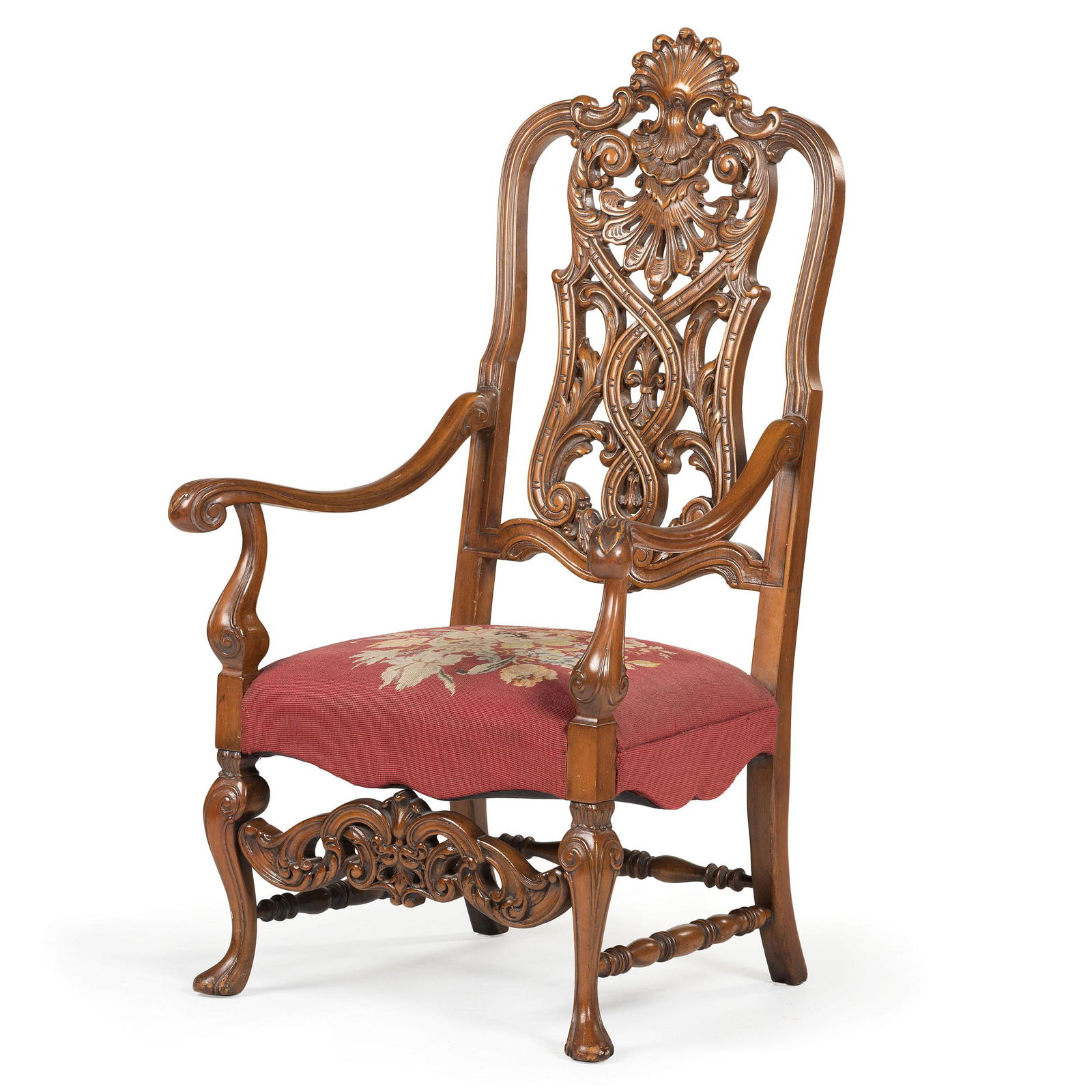 A Renaissance Revival Carved Hall Chair in Walnut with (1 of 4)