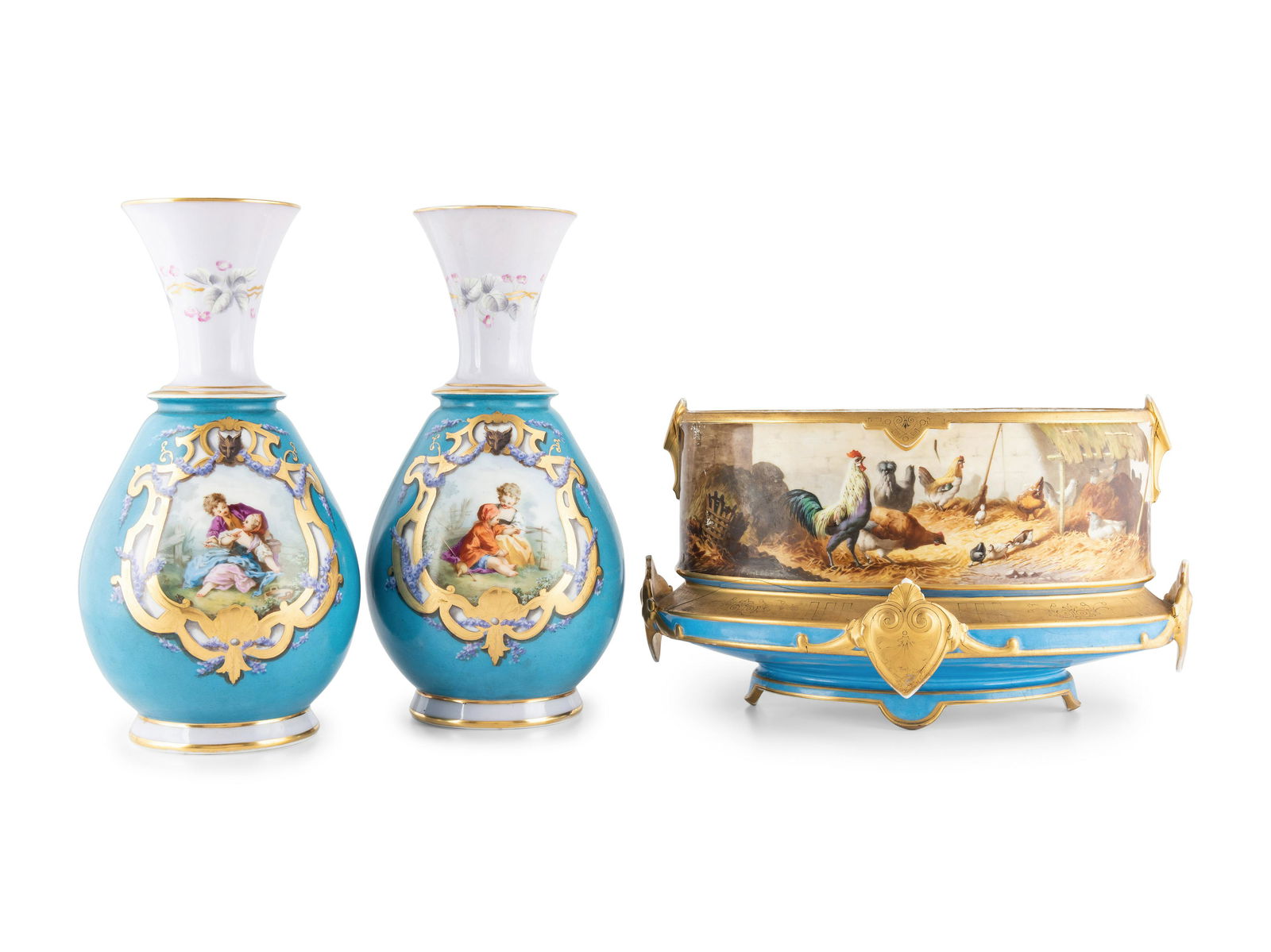 A Paris Porcelain Jardiniere and Two Vases (1 of 5)