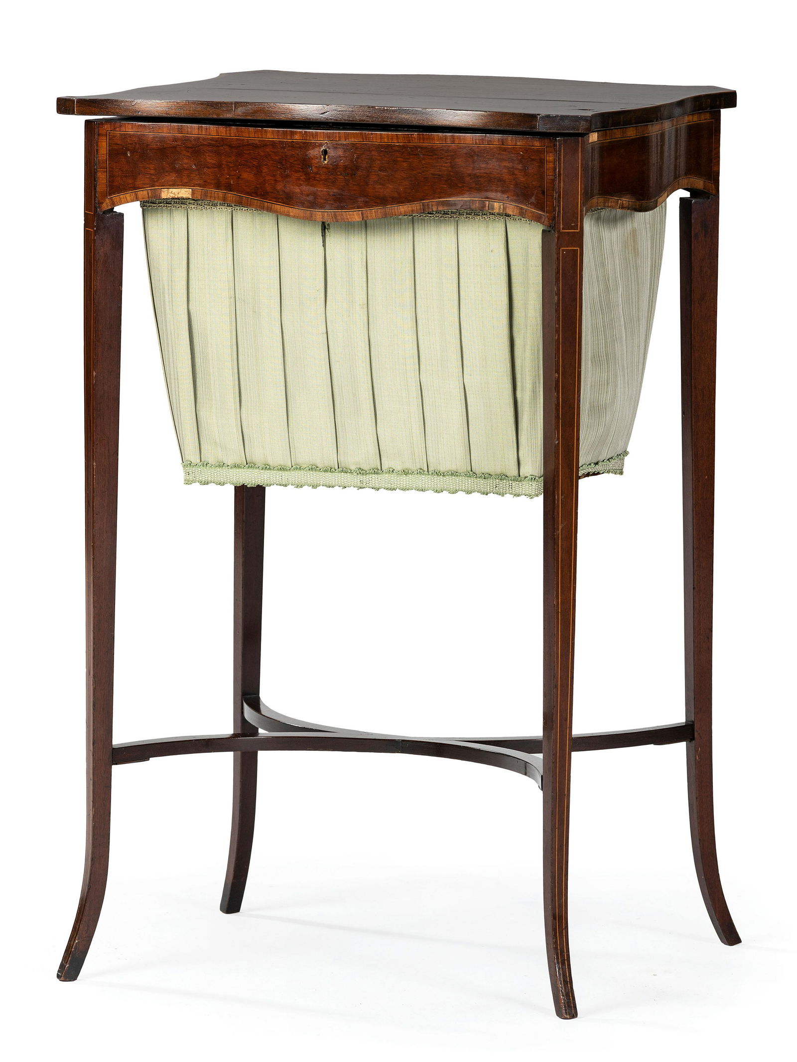 An English Mahogany Sewing Stand with Silk Bag (1 of 3)