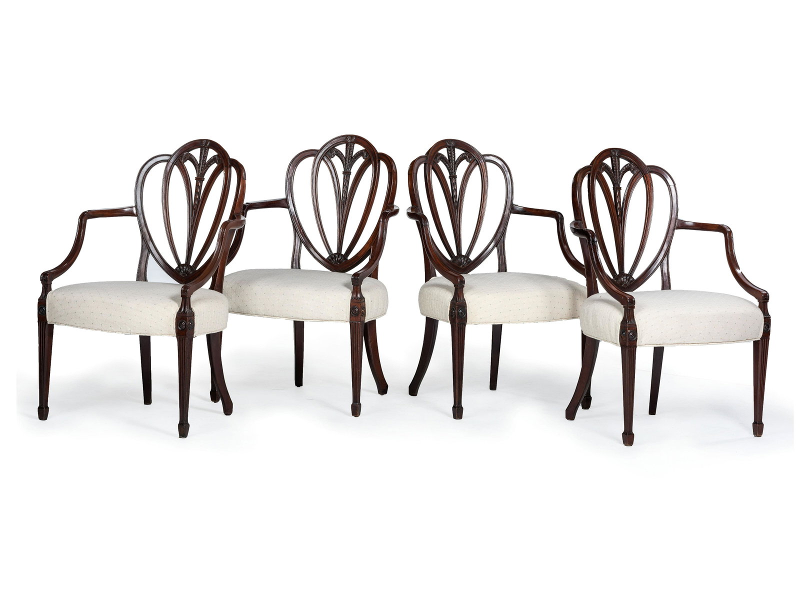 Four George III Mahogany Armchairs: Four George III Mahogany Armchairs 19th Century Height 36 x width 22 1/2 x depth 20 inches. Property from the Collection of Maria Perry, Lexington, Kentucky