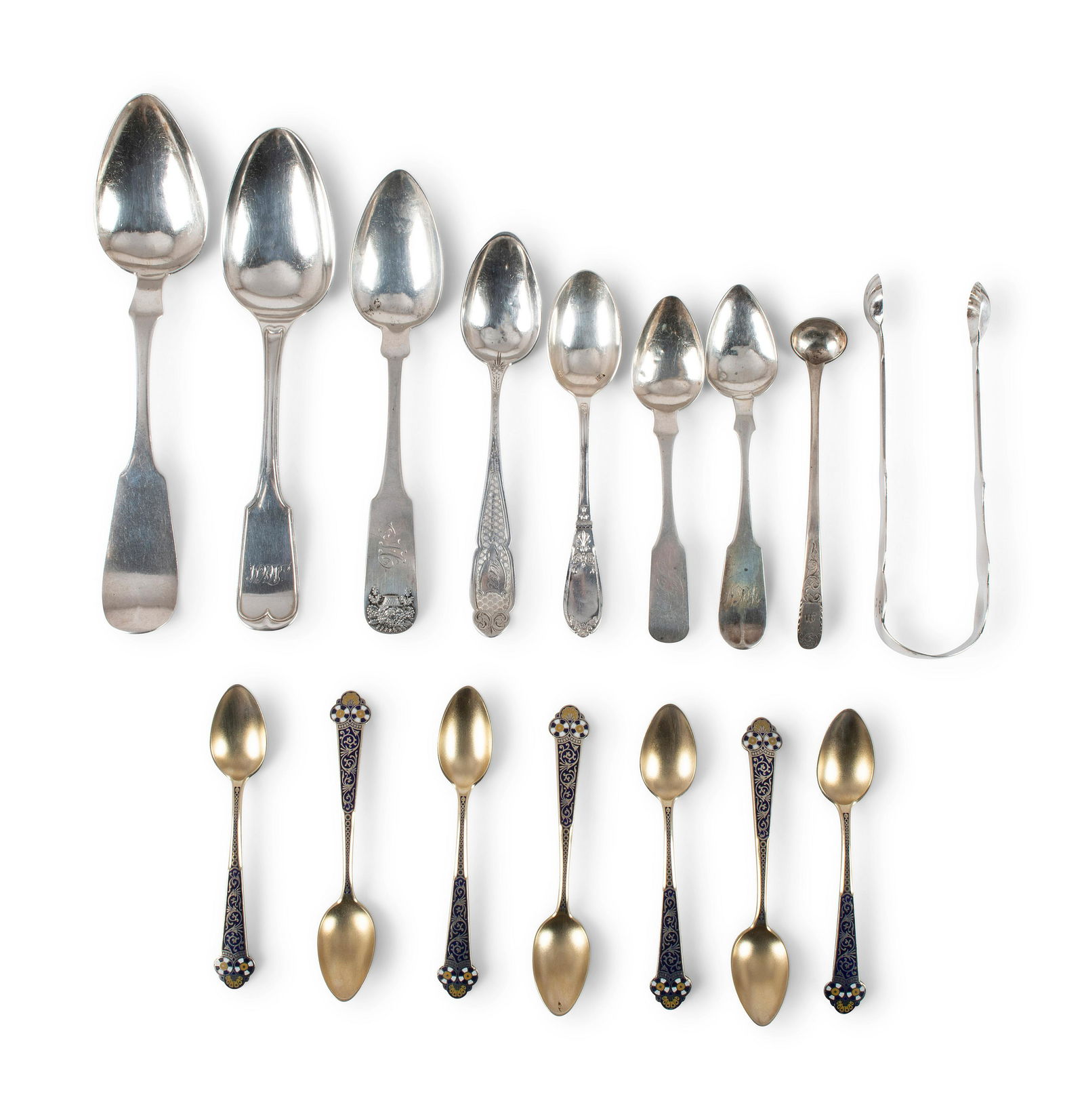 A Group of Coin Silver and Enameled Flatware (1 of 13)