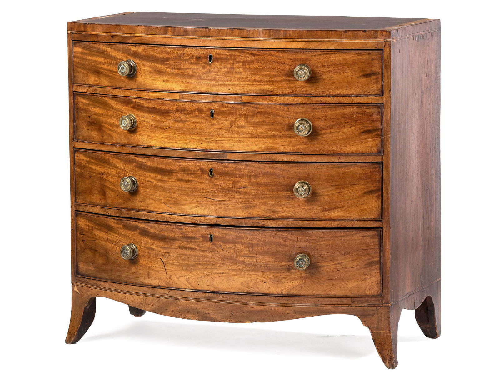 A Federal Mahogany Bowfront Chest (1 of 3)