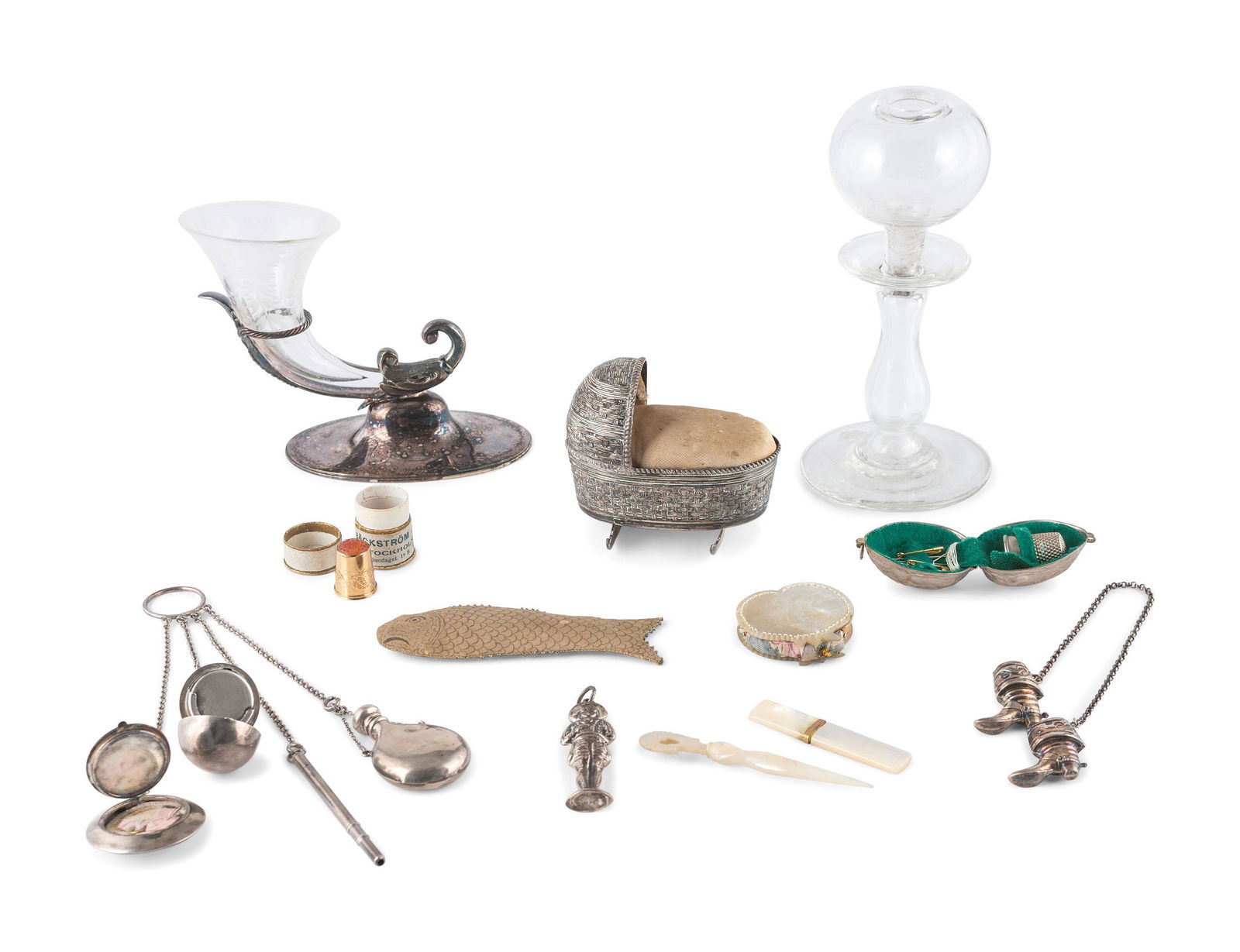 A Group of Silver and Mother of Pearl Sewing (1 of 2)