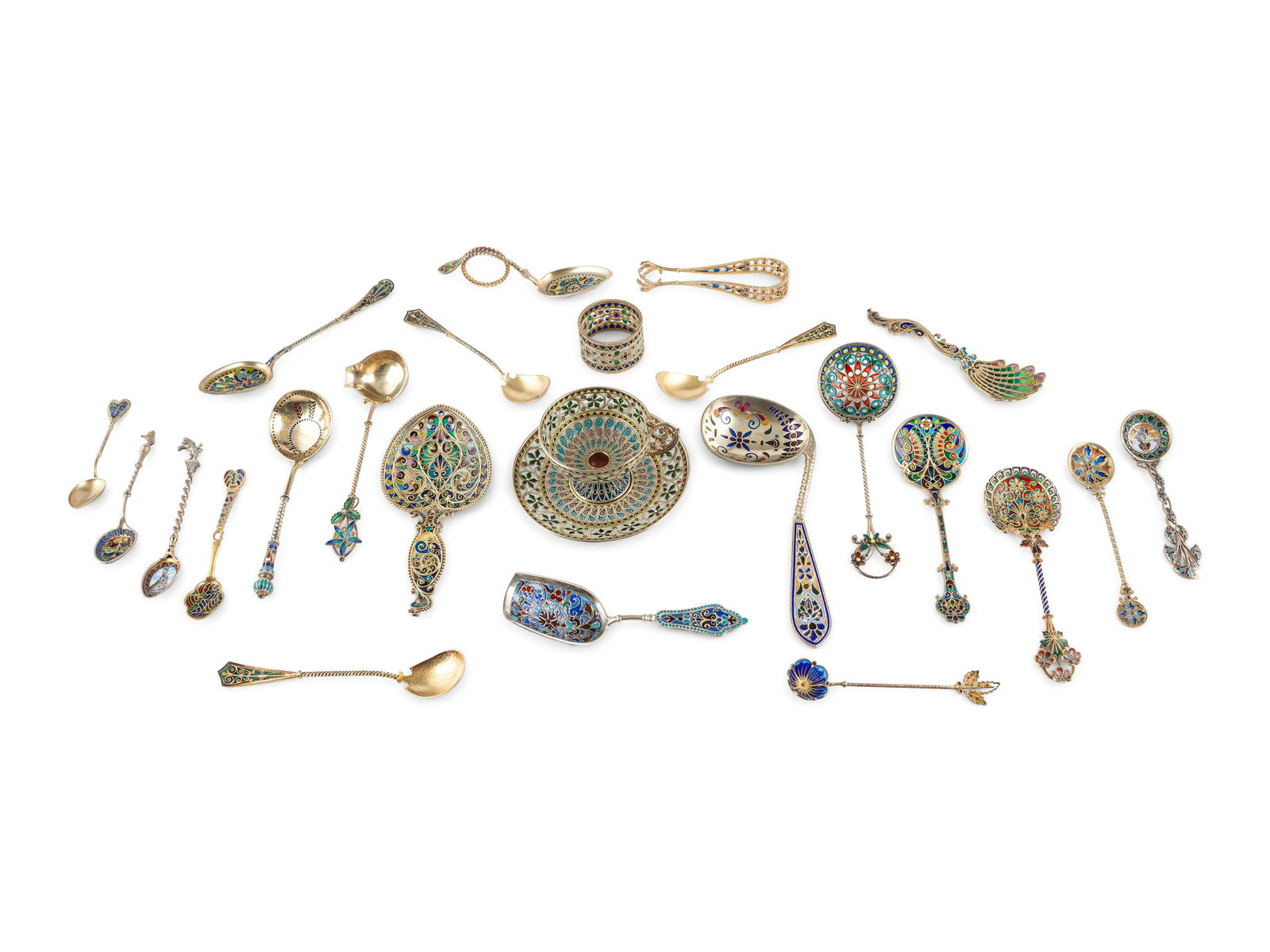 A Collection of Silver and Plique-a-Jour Enamel (1 of 3)