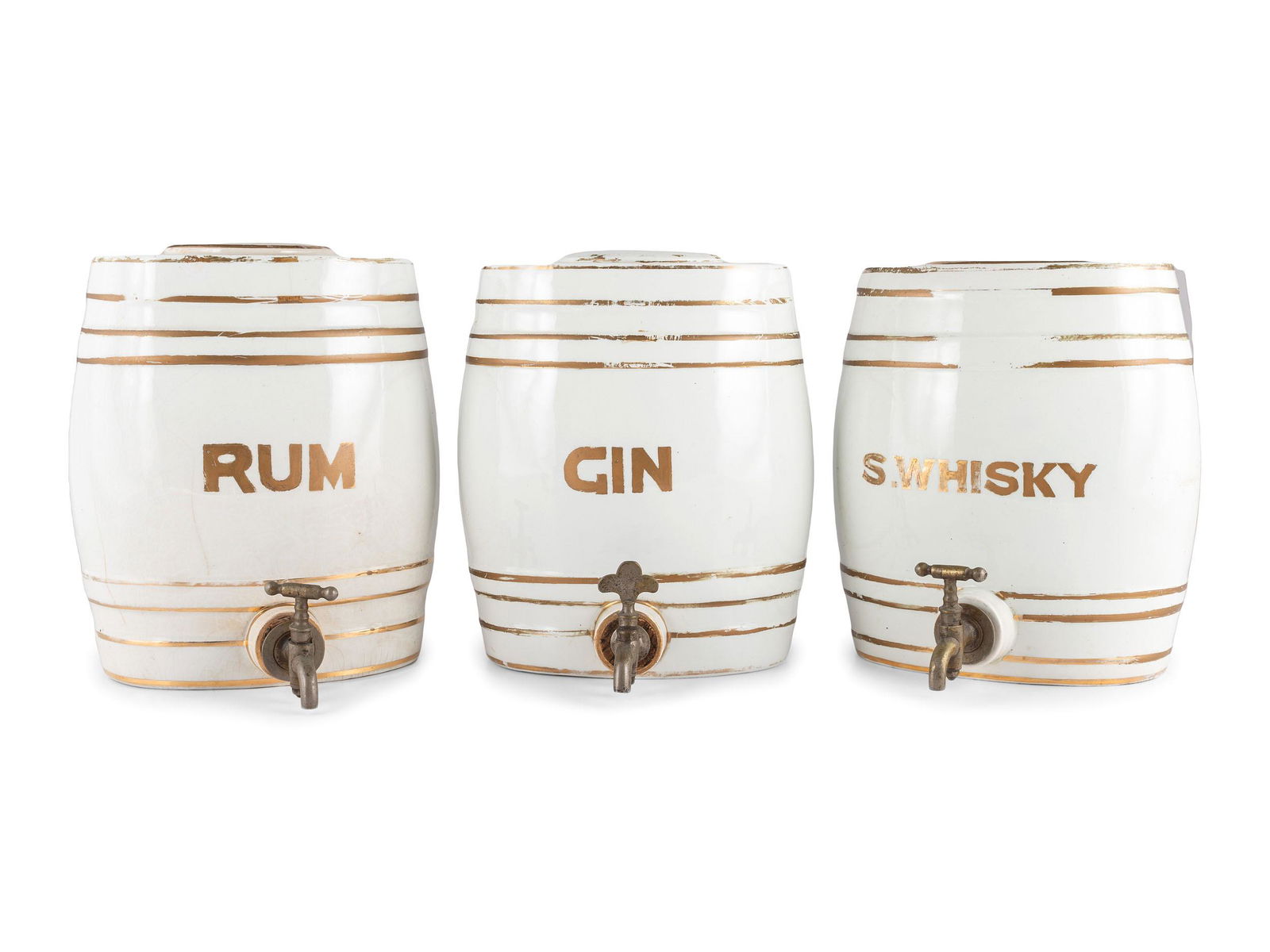 Three English Parcel-Gilt Porcelain Counter Top Liquor (1 of 3)