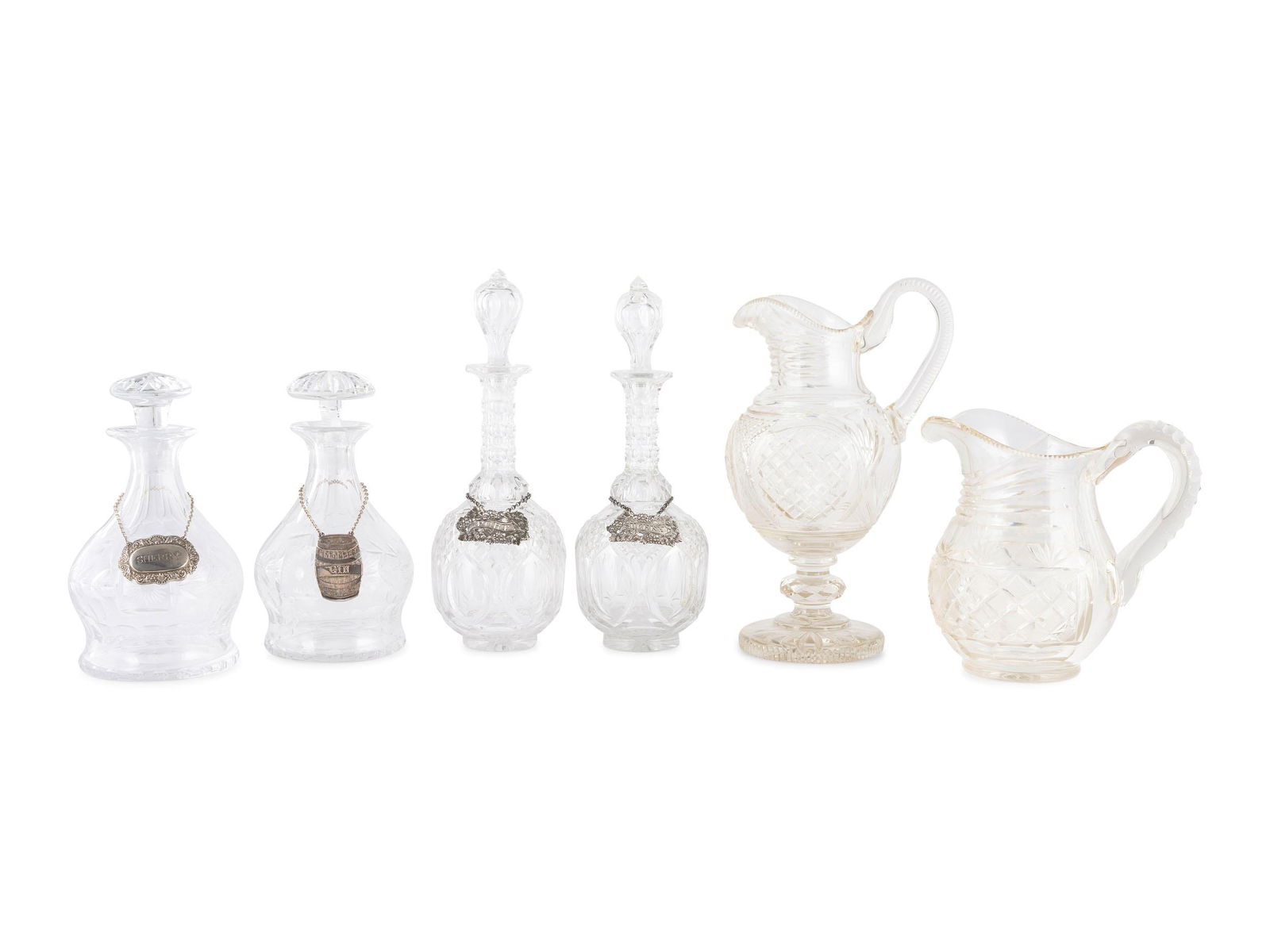 Four Cut Glass Decanters and Two Pitchers (1 of 2)