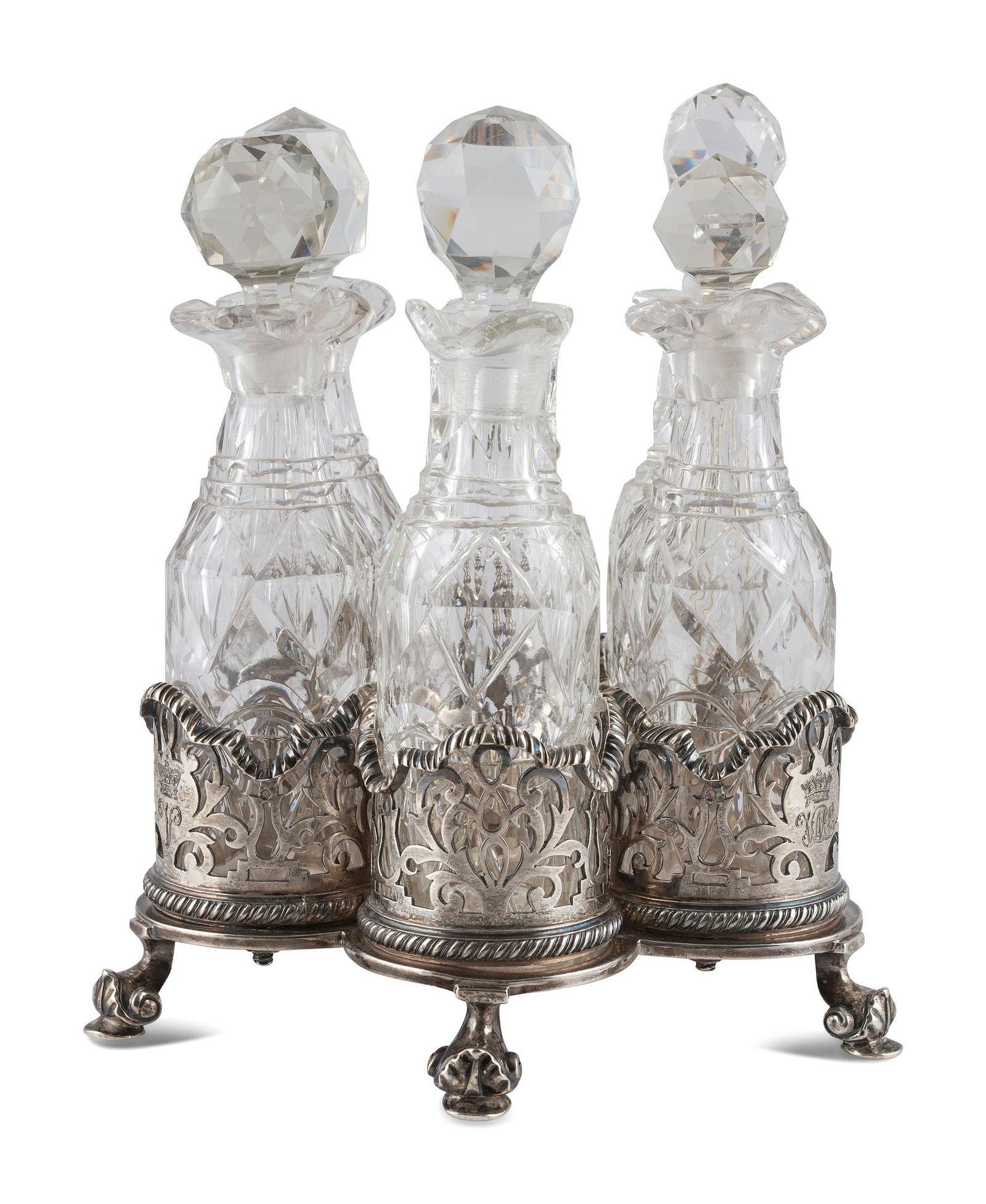 A Victorian Silver Five-Bottle Cruet Frame (1 of 8)