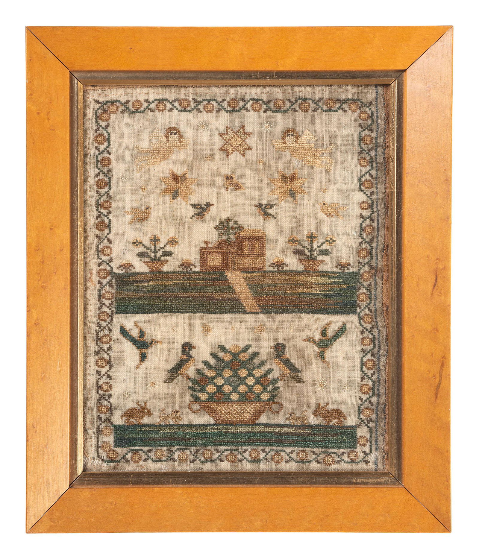 A Silk and Linen Embroidered Needlework Picture   (1 of 1)