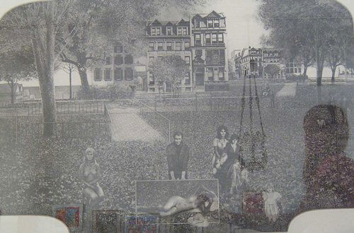 PETER MILTON (American b. 1930) COLLECTI: PETER MILTON (American b. 1930) COLLECTING WITH RUDI 1974, pencil signed, titled, numbered 95/140 and dated in margin, etching and engraving [McNulty 92]. 19 1/2 x 29 1/2 in.