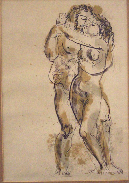 HANS ENRI (Swiss b. 1909) LOVERS Pencil