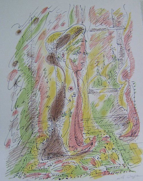 ANDRE MASSON (French 1896-1987) WOMAN Pe: ANDRE MASSON (French 1896-1987) WOMAN Pencil signed and numbered 99/125 in margin, color lithograph. 23 x 16 1/4 in.