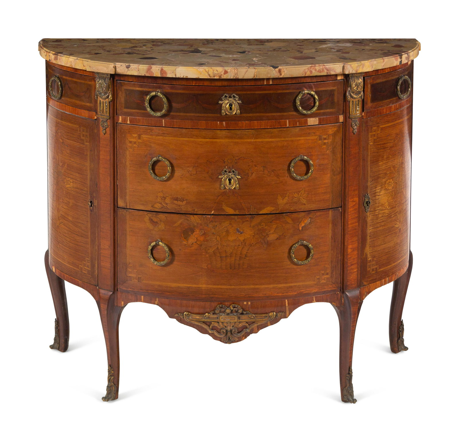 A Louis XV/XVI Transitional Style Marquetry Marble-Top (1 of 4)