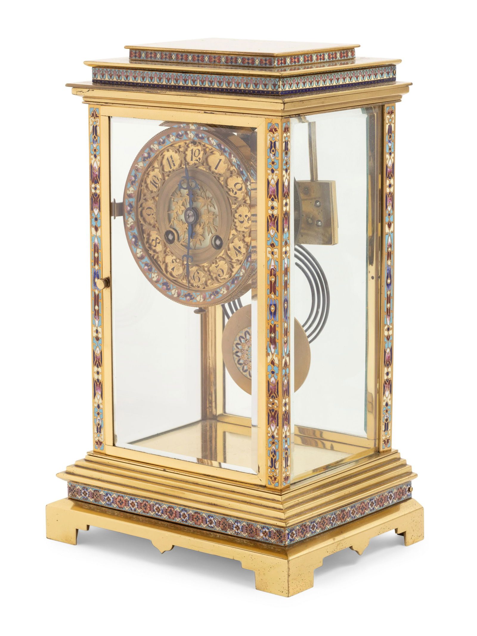 A French Gilt Brass and Champleve Mantel Clock Retailed (1 of 4)