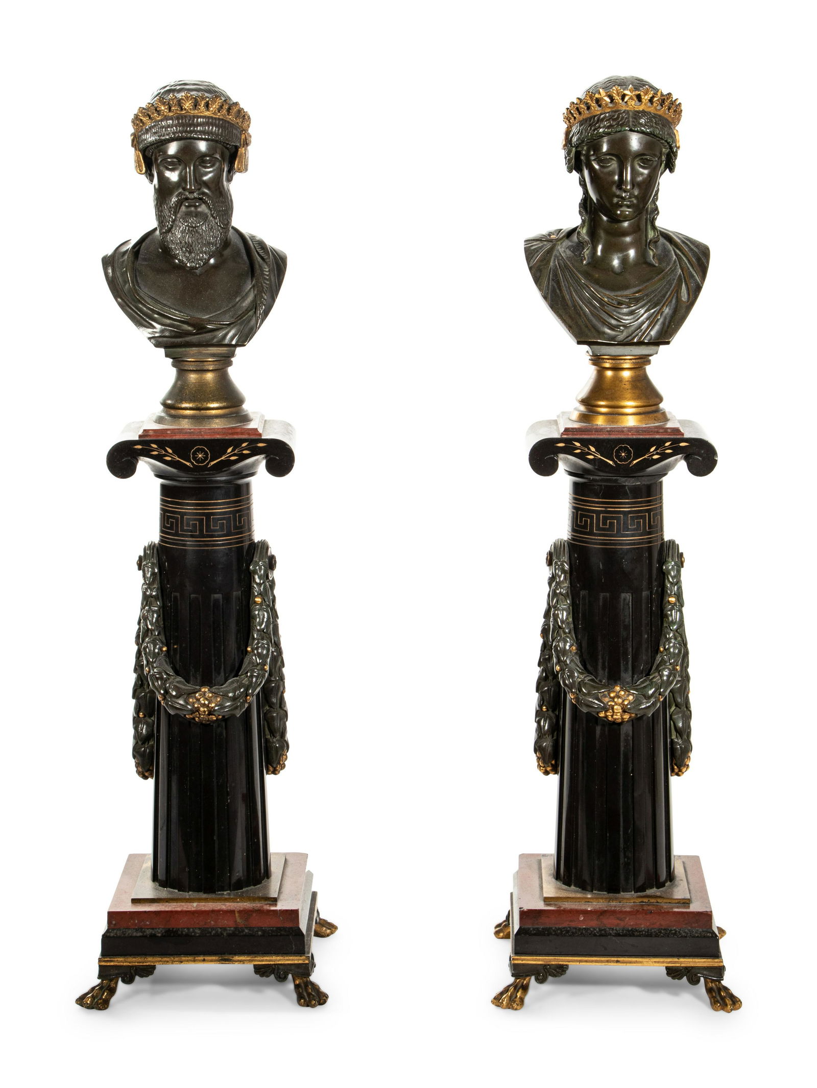 A Pair of French Bronze and Marble Busts by (1 of 6)