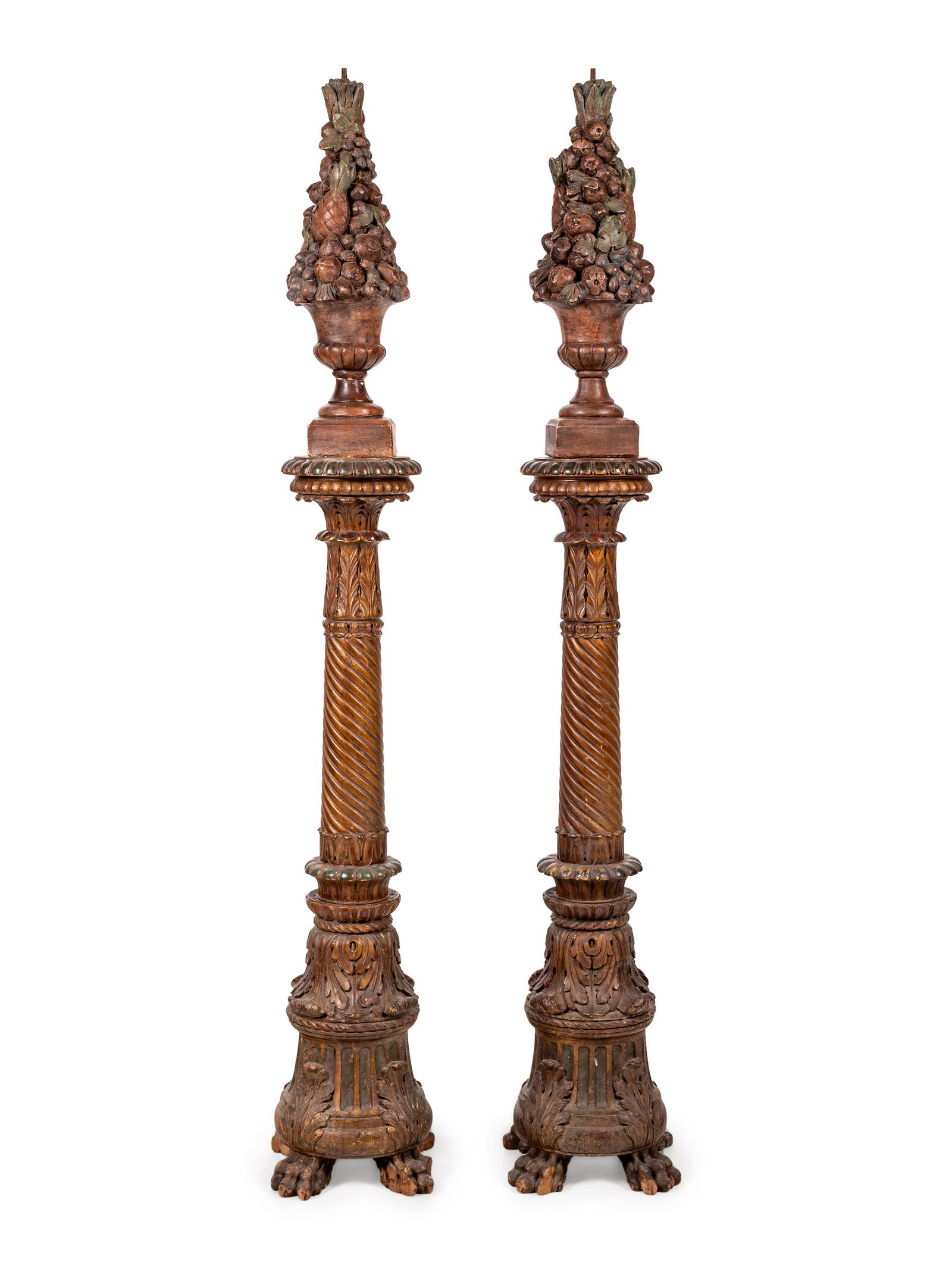 A Pair of Italian Baroque Style Painted Terra Cotta and (1 of 3)