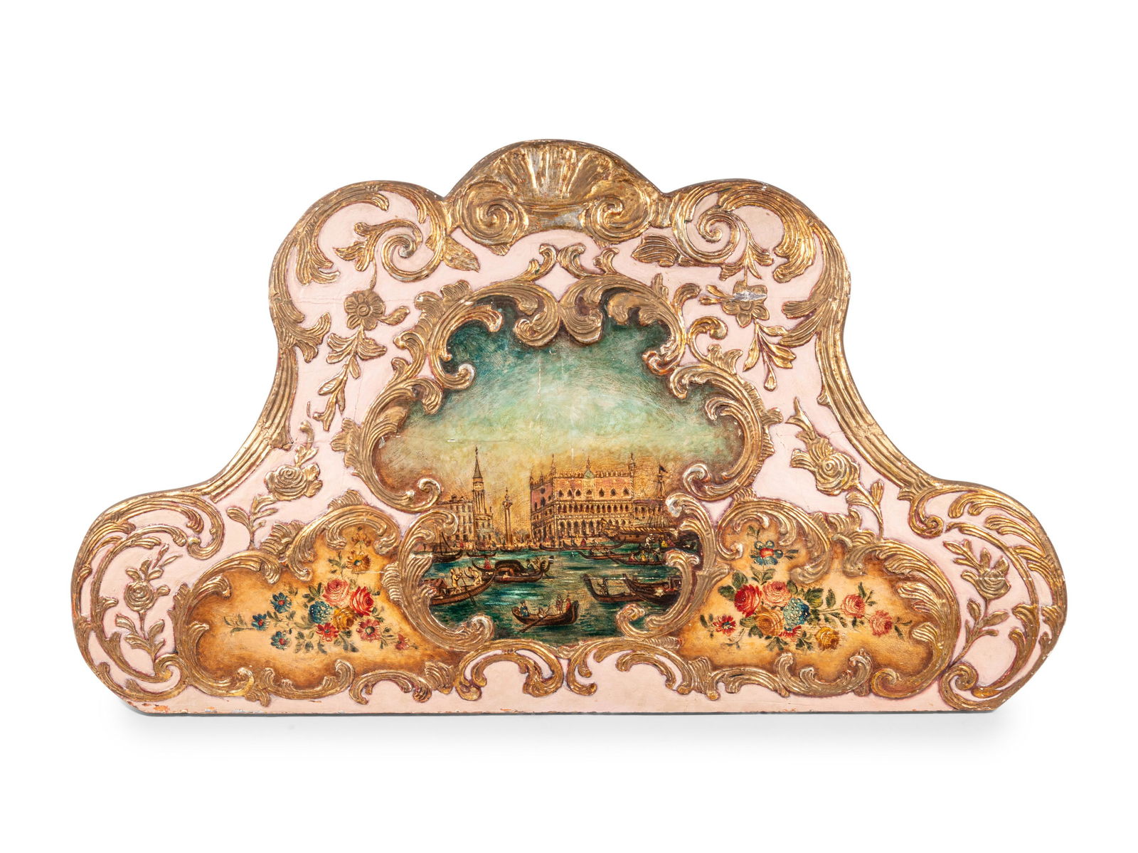 A Venetian Style Painted and Parcel Gilt Transom Panel (1 of 4)