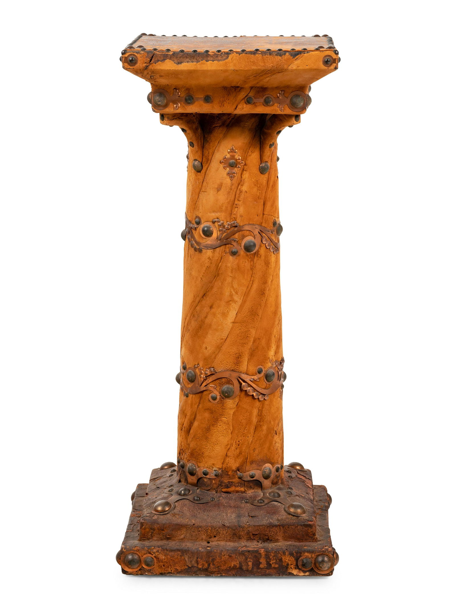 A Nailhead Decorated Leather Clad Pedestal (1 of 6)