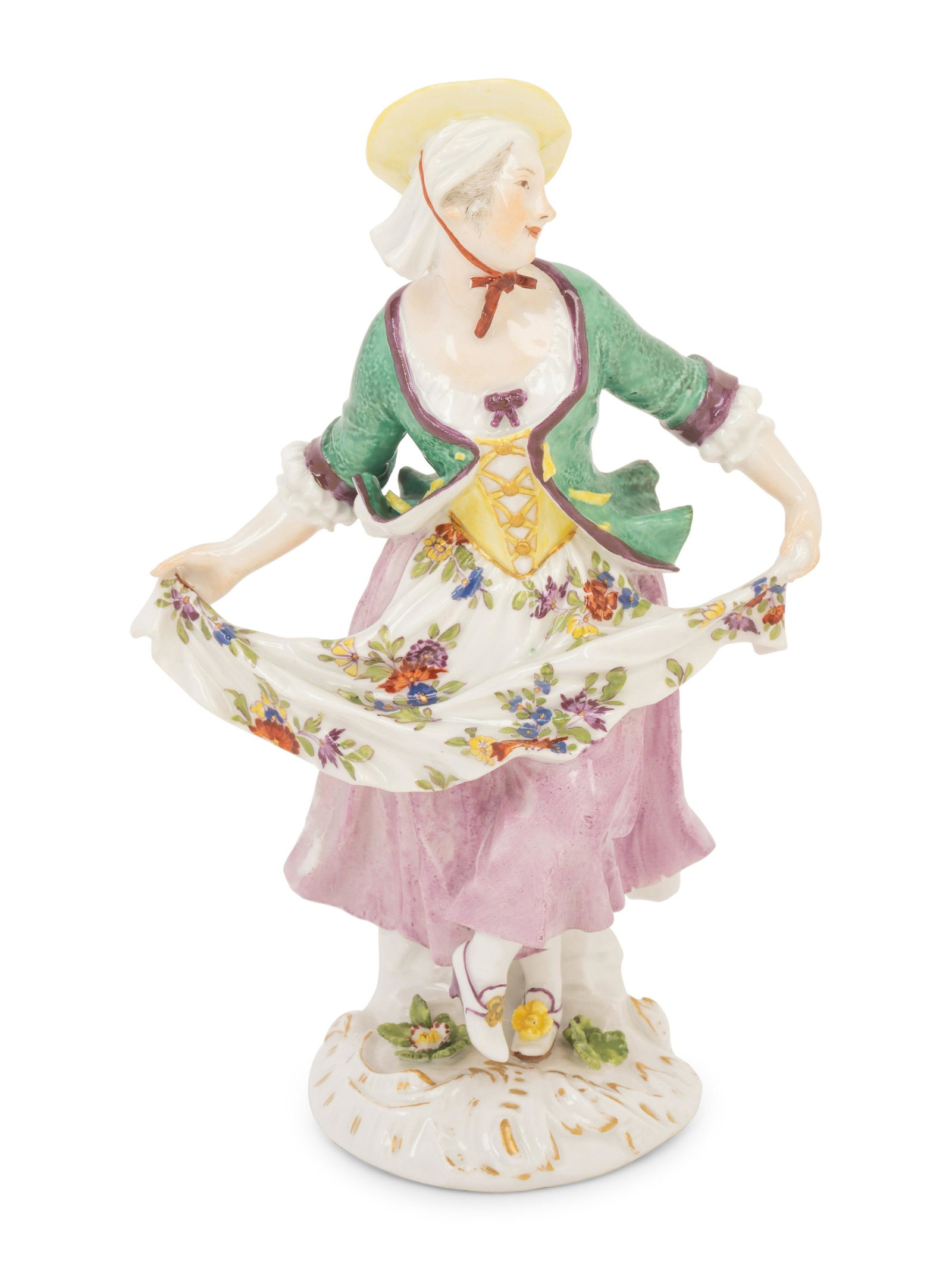 A Meissen Porcelain Figure of a Maiden: A Meissen Porcelain Figure of a Maiden Circa 1750 unmarked. Height 7 1/2 inches. Sold to Benefit the Acquisition Fund of the Indianapolis Museum of Art at Newfields