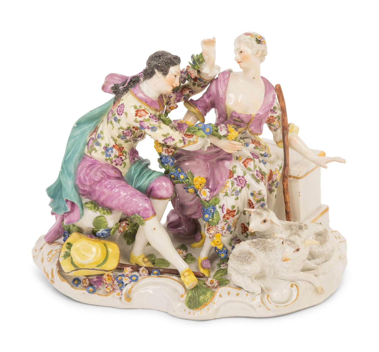 A Meissen Porcelain Figural Group of a Shepherd and (1 of 5)