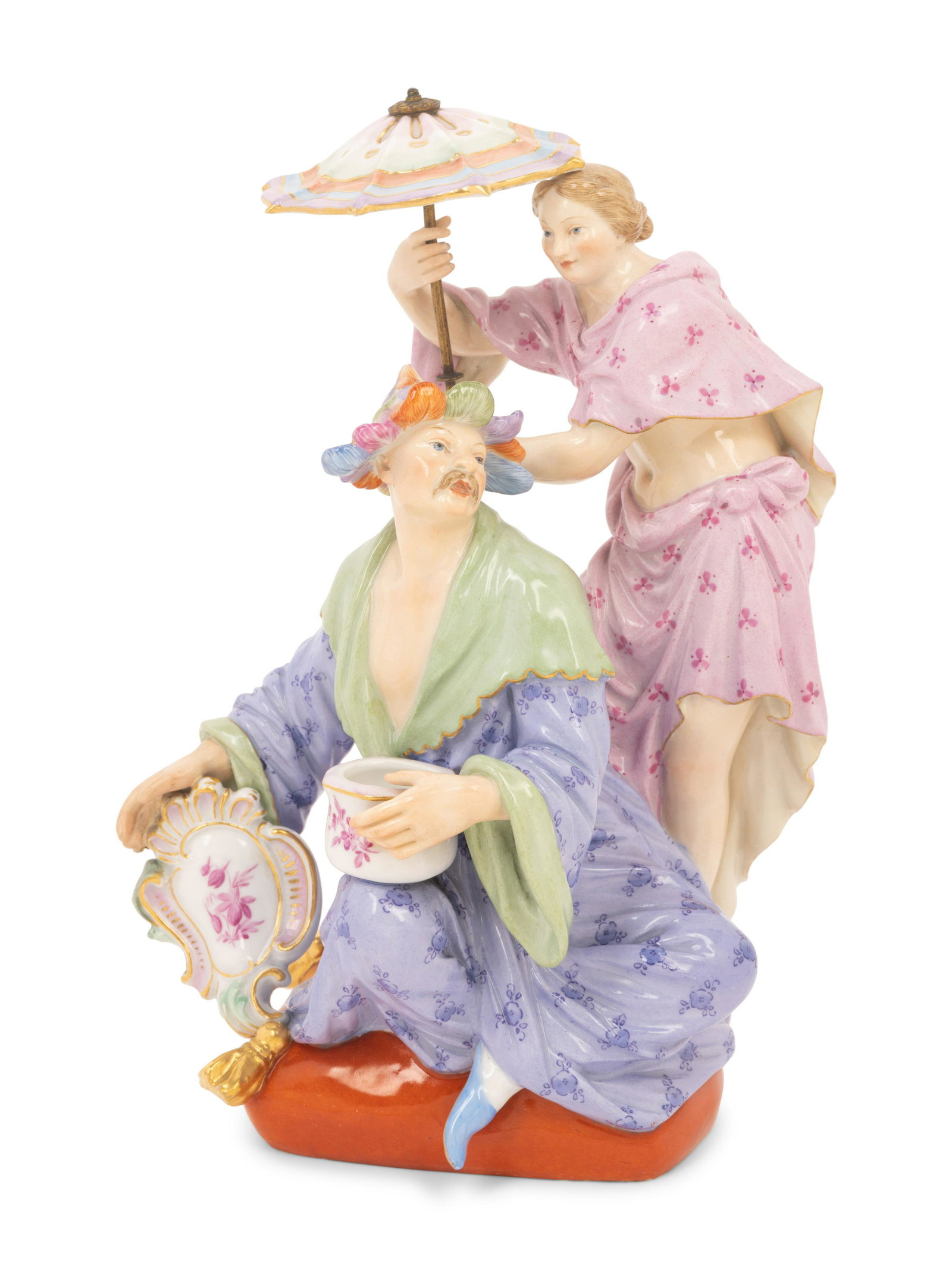 A Meissen Porcelain Figural Group: A Meissen Porcelain Figural Group 19th Century bearing crossed swords in underglaze blue, various impressed and incised numbers and an accession number to the underside. Height 8 1/4 inches. Sold to B