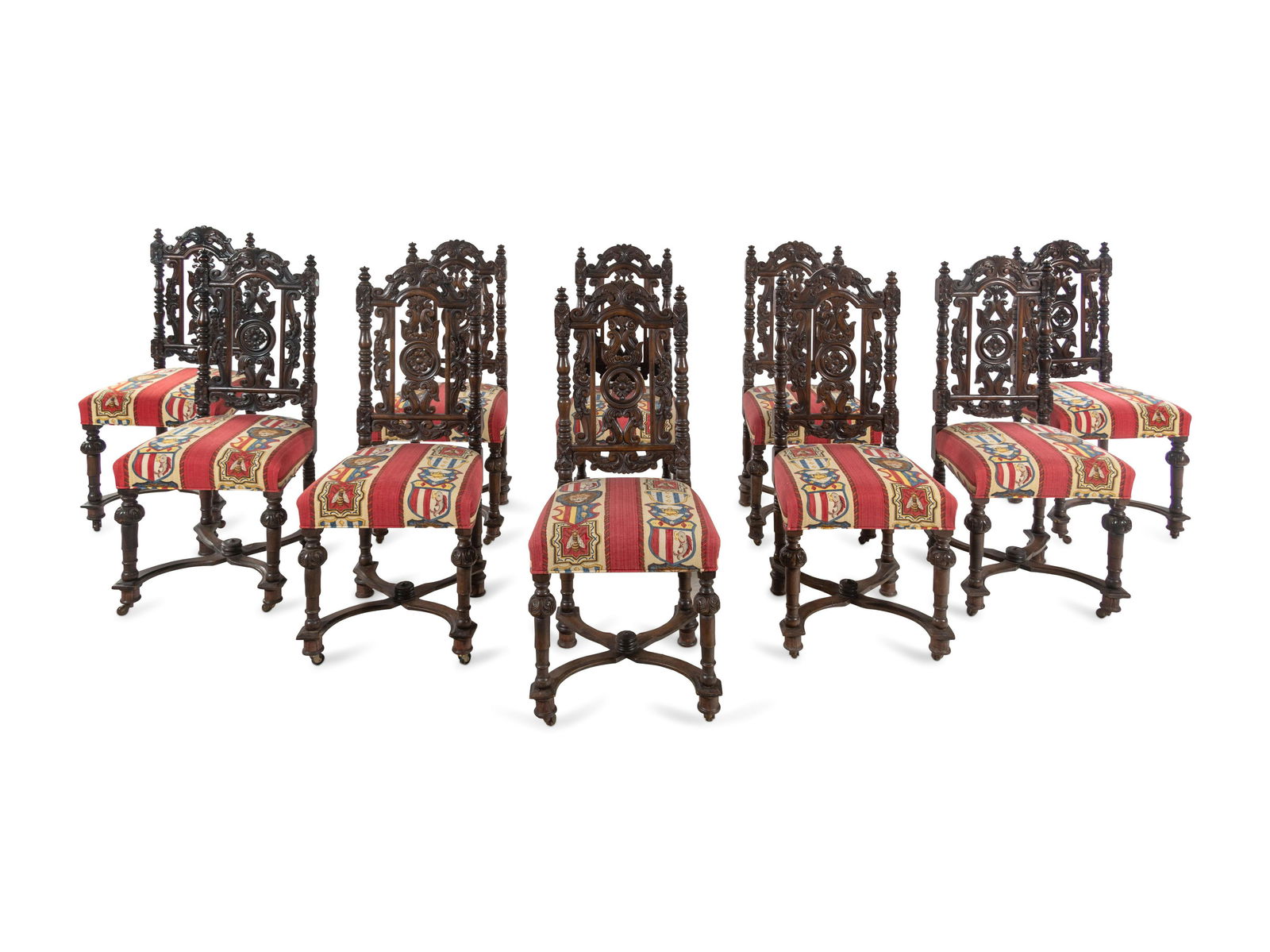 A Set of Ten William and Mary Style Oak Dining Chairs (1 of 3)