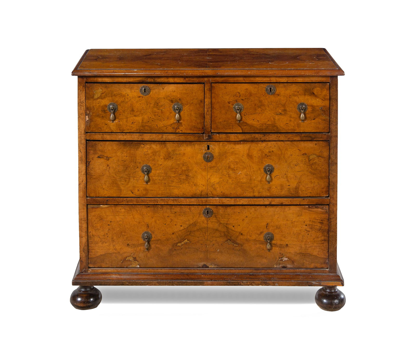 A George II Style Burl Walnut Chest of Drawers (1 of 2)