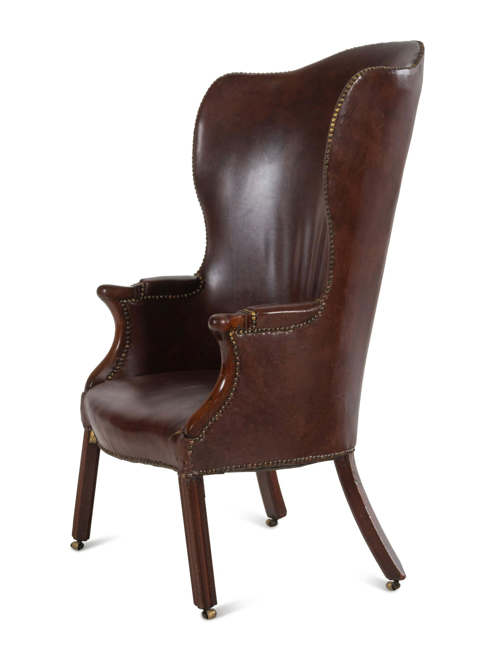 An English Leather Upholstered Mahogany Wingback (1 of 4)