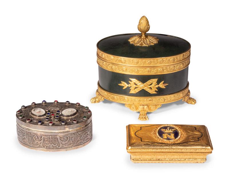 An English Silver Box, an Italian Gilt Metal Box and a (1 of 6)