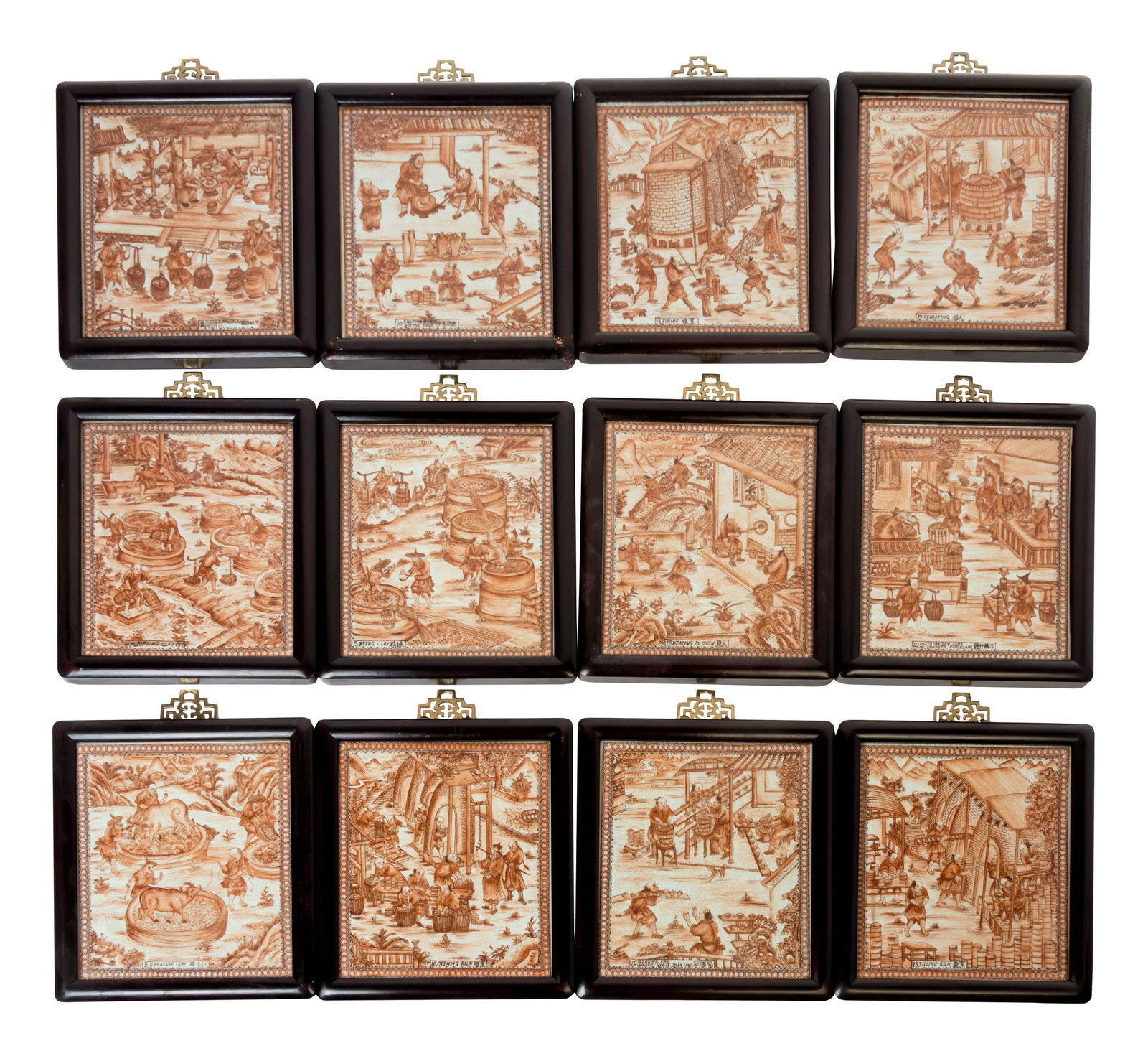A Set of Chinese Export Porcelain Plaques Portraying (1 of 13)
