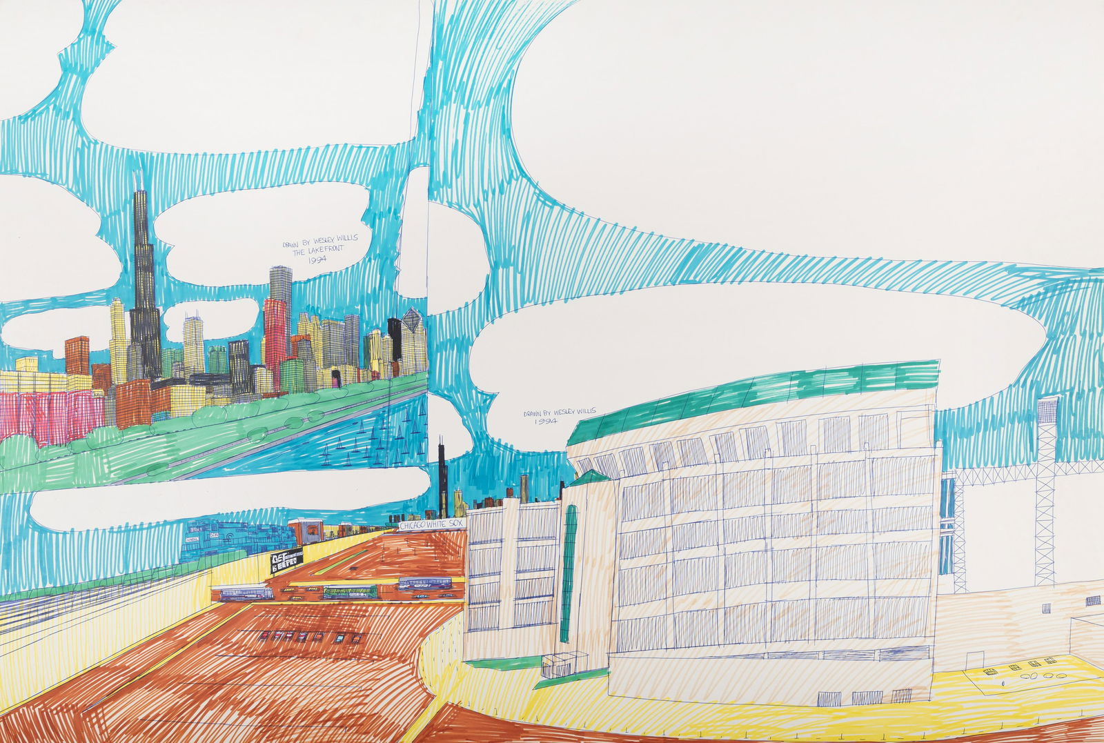 Wesley Willis (American, 1963-2003) The Lakefront / (1 of 6)
