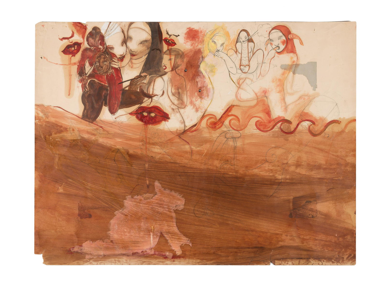 Rita Ackermann (Hungarian, b. 1968) Control/Stains, (1 of 4)