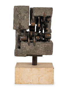 James Wines (American, b. 1932) Pandora's Box , 1962: James Wines (American, b. 1932) Pandora's Box , 1962 bronze & cement signed Wines and dated 21 3/4 x 11 x 7 7/8 inches. Property from the Collection of George Irwin, Quincy, Illinois, Sold to Benefit