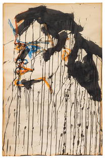 Norman Bluhm  (American, 1921-1999) To Mouthpiece, 1963: Norman Bluhm (American, 1921-1999) To Mouthpiece, 1963 watercolor and ink on paper signed Bluhm, titled and dated (lower left) 37 1/2 x 24 1/2 inches.