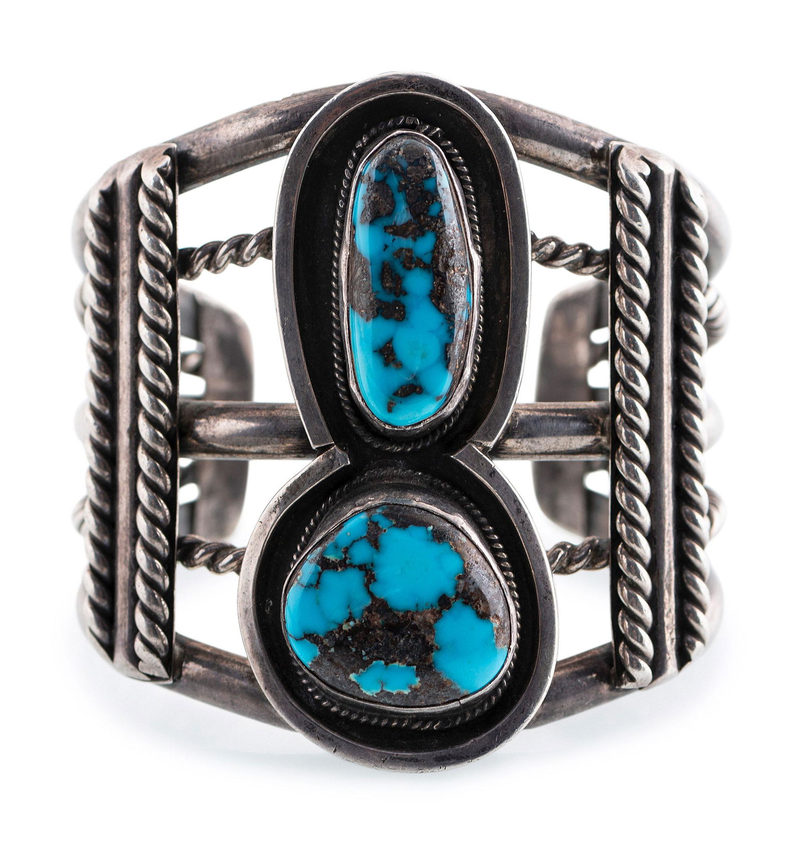 Navajo Silver and Bisbee Turquoise Cuff Bracelet (1 of 3)