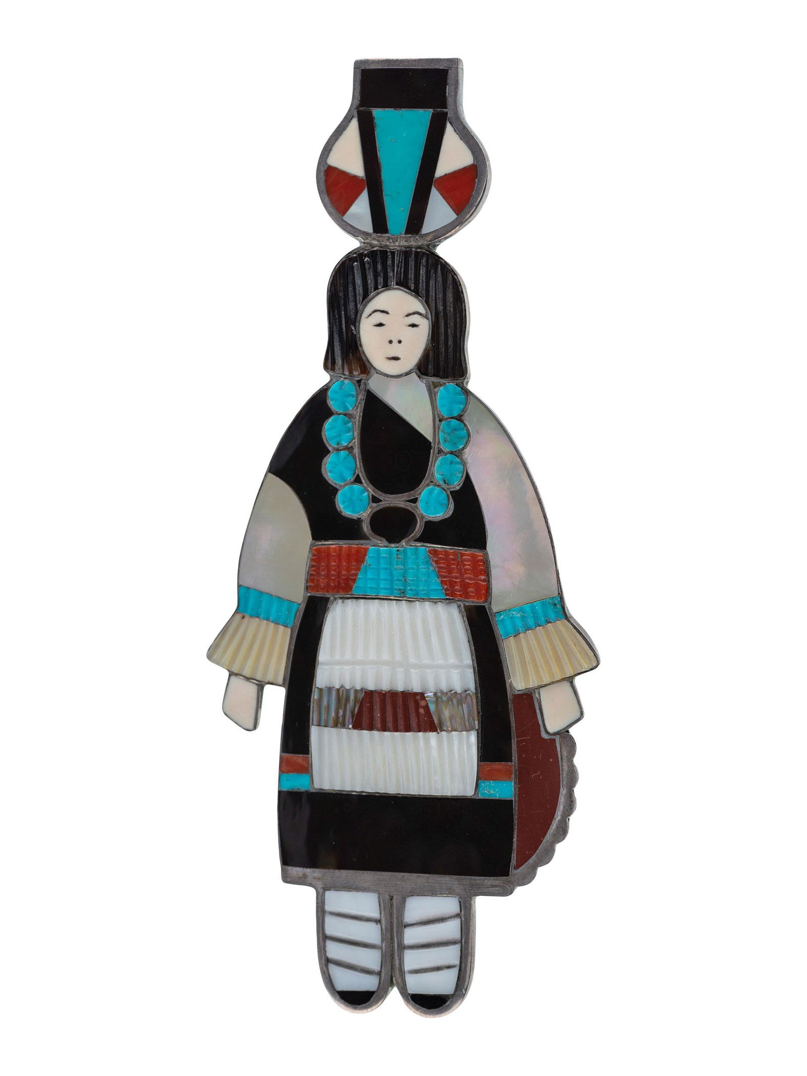 Madeline Beyuka (Zuni, b. 1935) Large Silver and Mosaic (1 of 3)