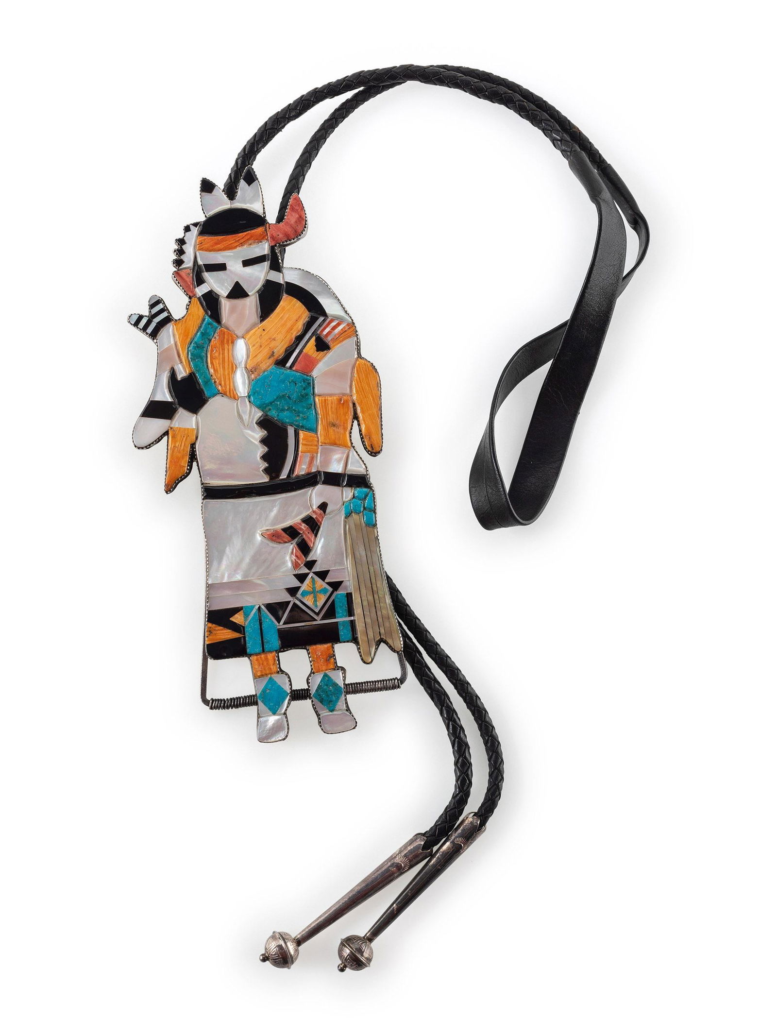 Large Zuni Silver and Mosaic Inlay Figural Bolo Tie (1 of 2)