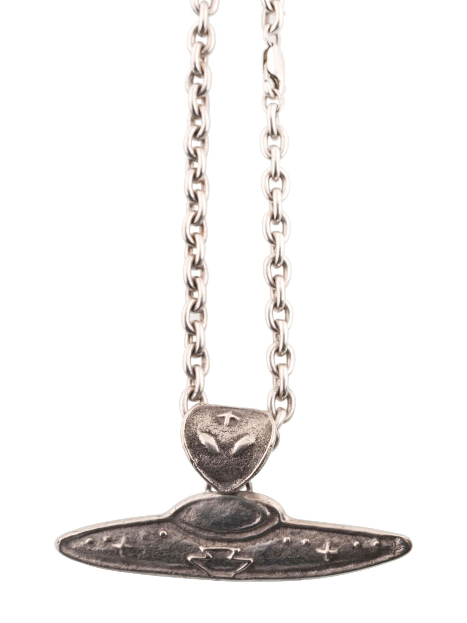 Navajo Tufa Cast Silver Space Themed Necklace (1 of 3)