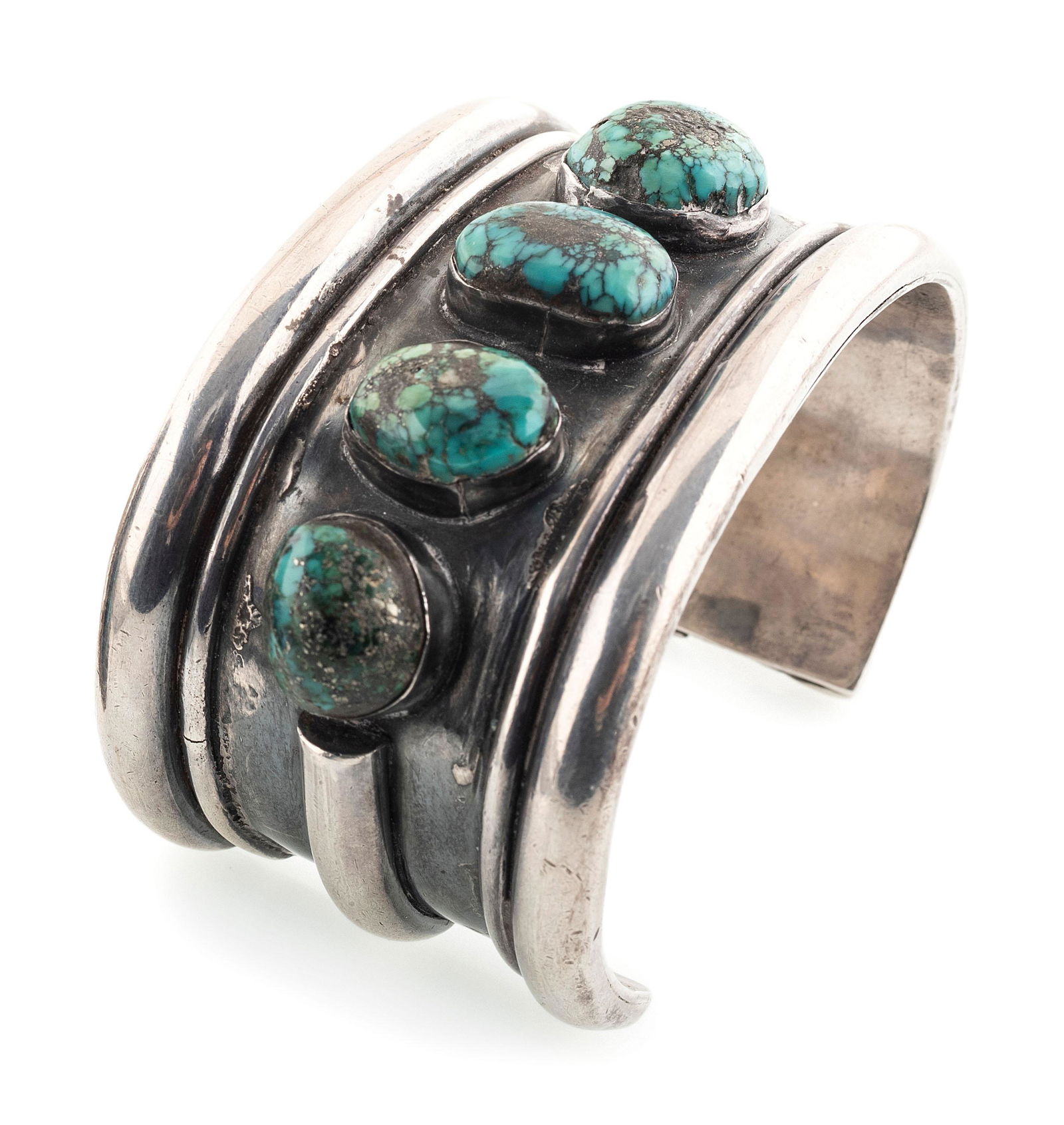 Navajo Silver and Turquoise Cuff Bracelet (1 of 2)