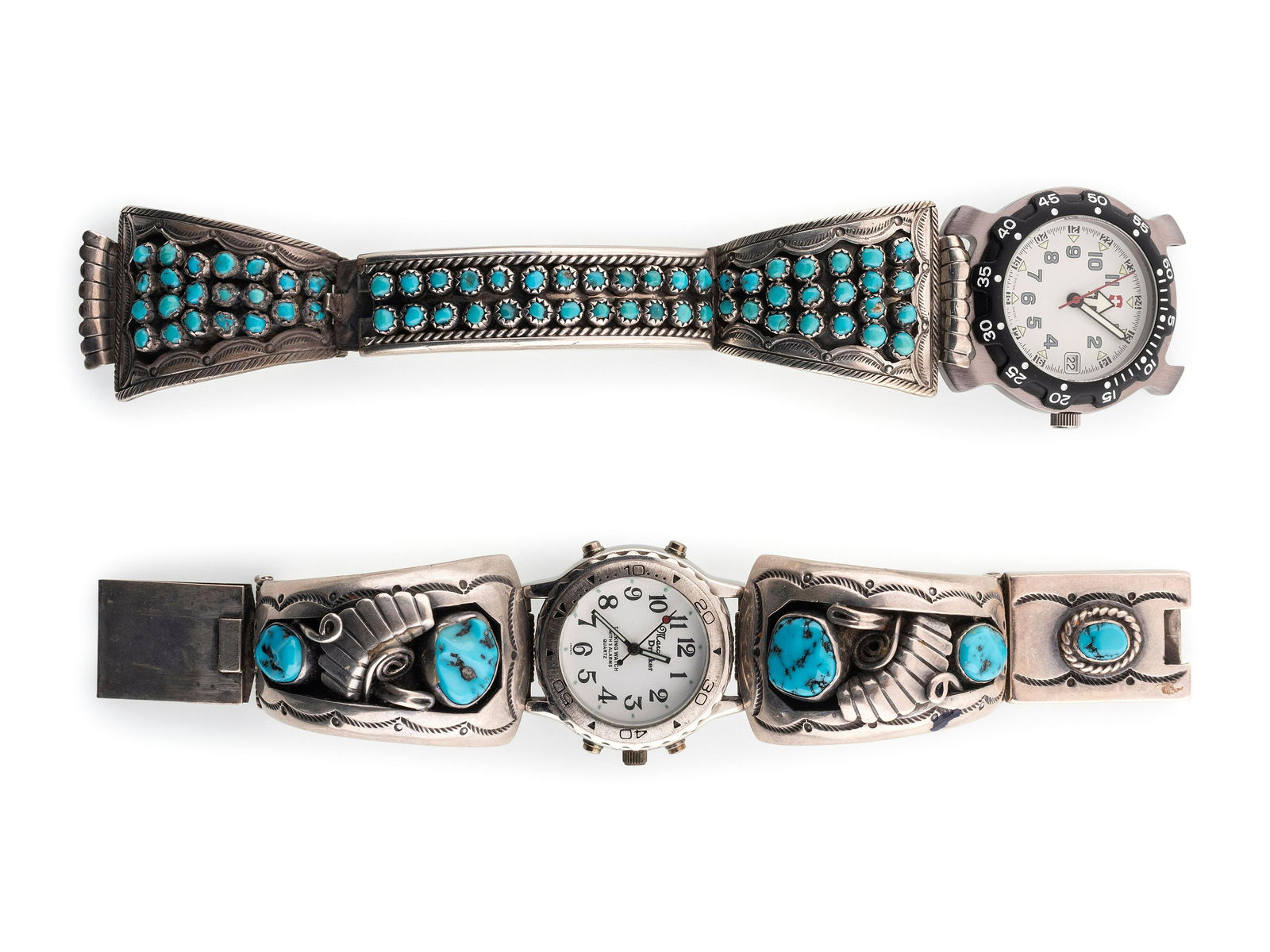 Navajo Silver and Turquoise Watchbands (1 of 4)