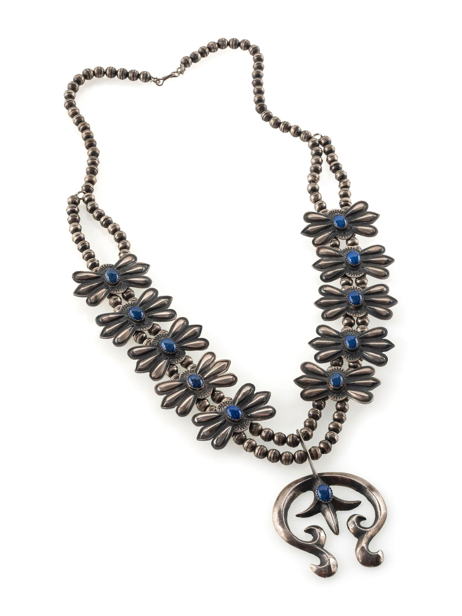 Navajo Sterling Silver and Lapis Squash Blossom (1 of 3)