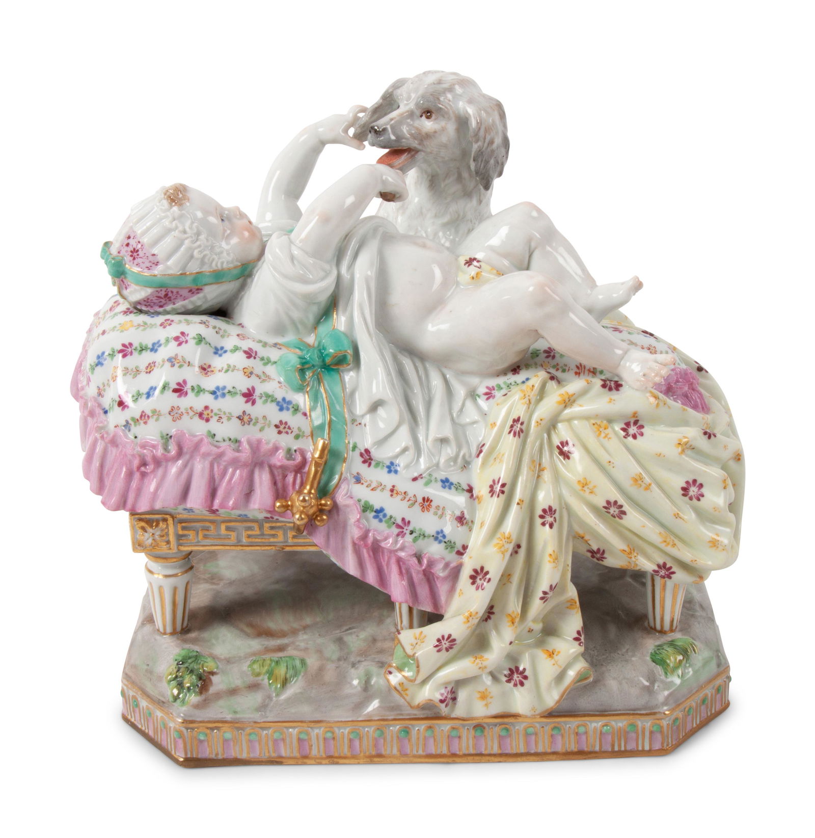 A Meissen Porcelain Figural Group of a Child in Bed (1 of 6)