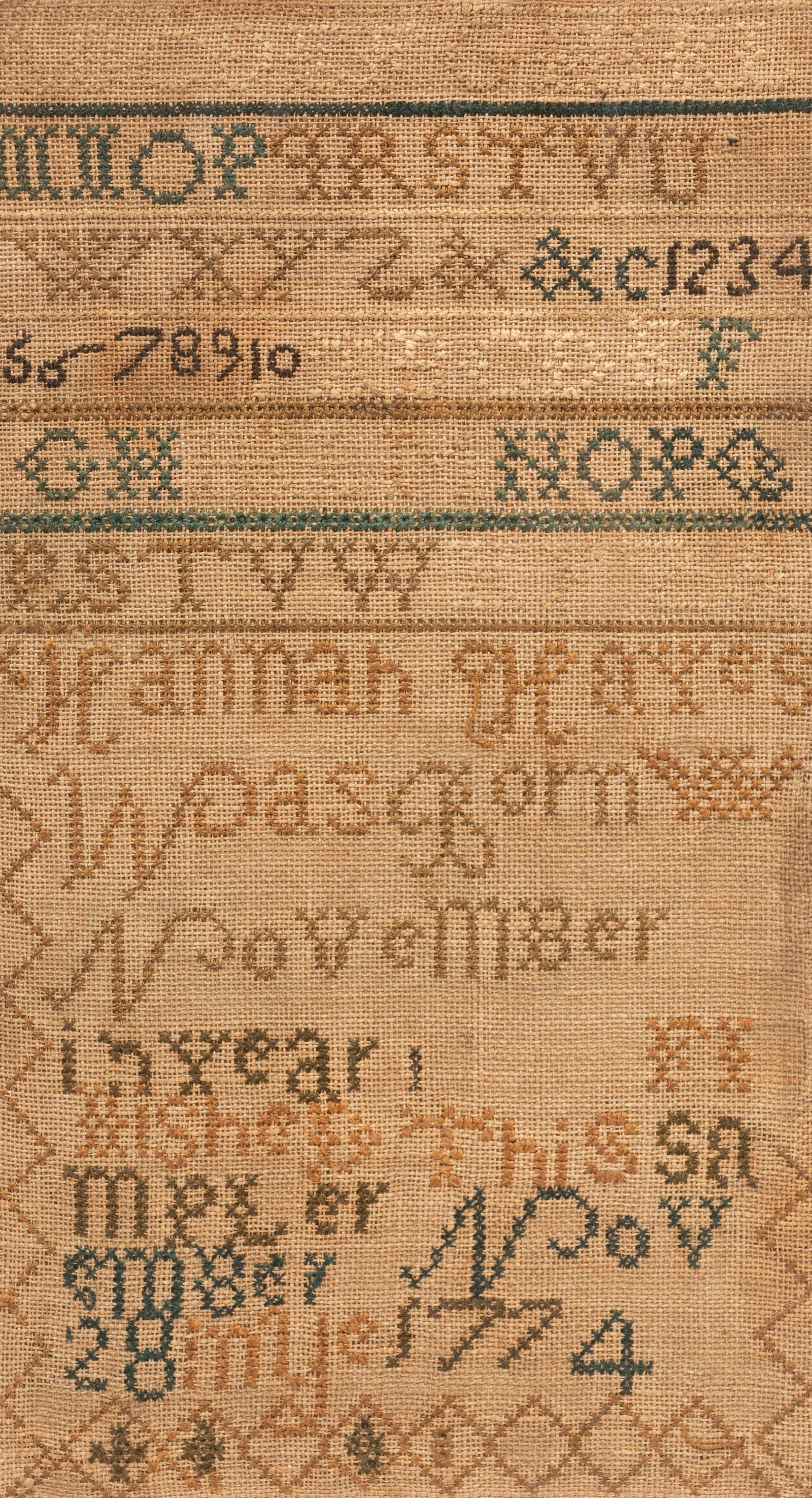 An American Sampler 18th Century 12 x 7 inches (1 of 2)