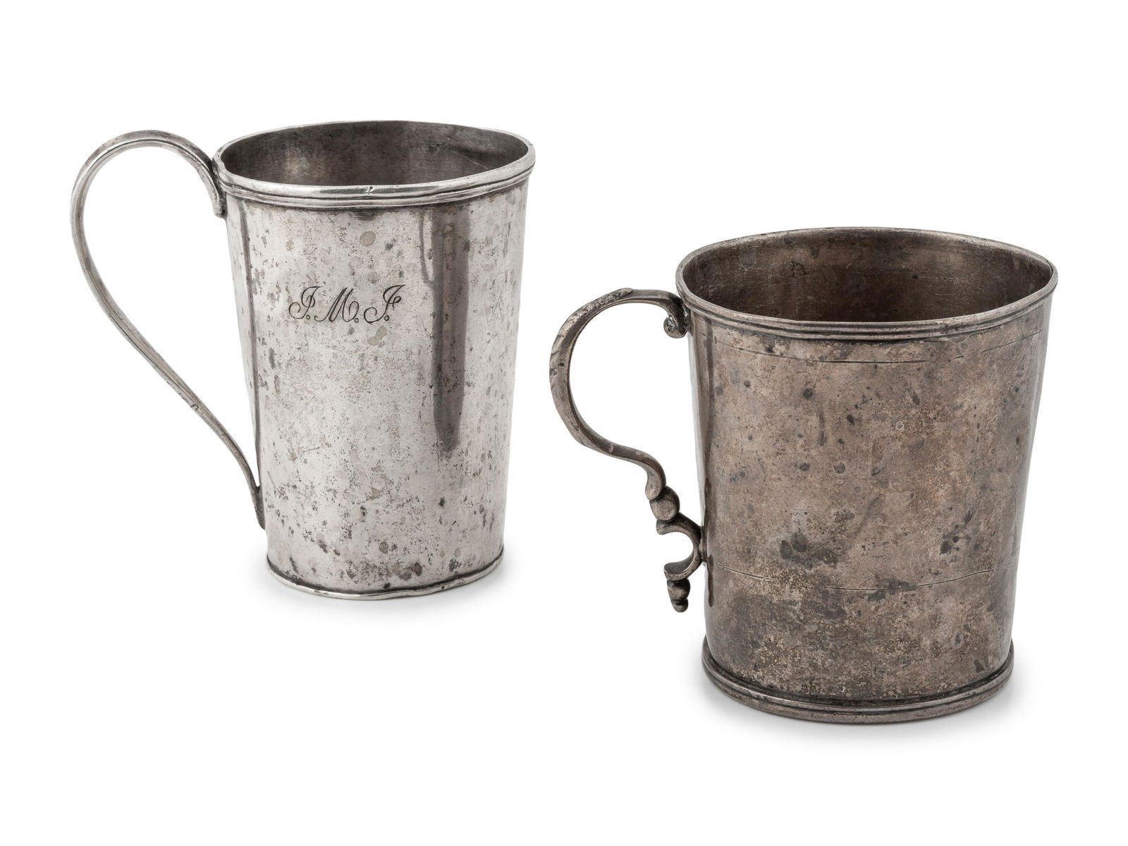 A Pair of 19th C. Peruvian Silver Cups including one (1 of 3)